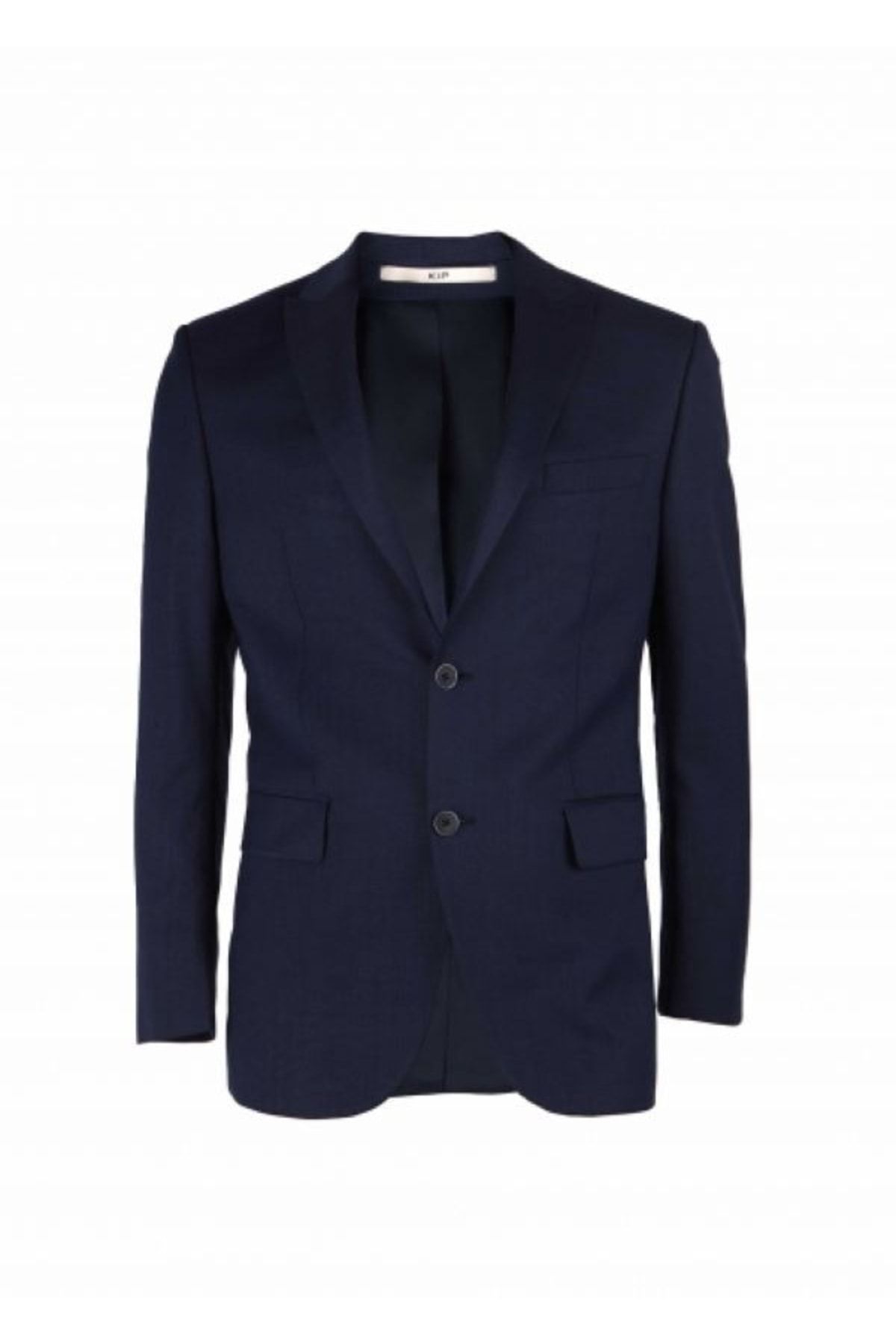 کت وشلوار آبی مردانه سرمه‌ای میکرو بافندگی مونو یقه باریک تناسب Kip