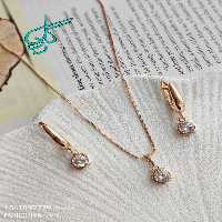 خرید نیم ست زنانه نگین دار ژوپینگ رنگ ثابت آبکاری شده ضد حساسیت کیفیت عالی کد 1715315 - ردگل