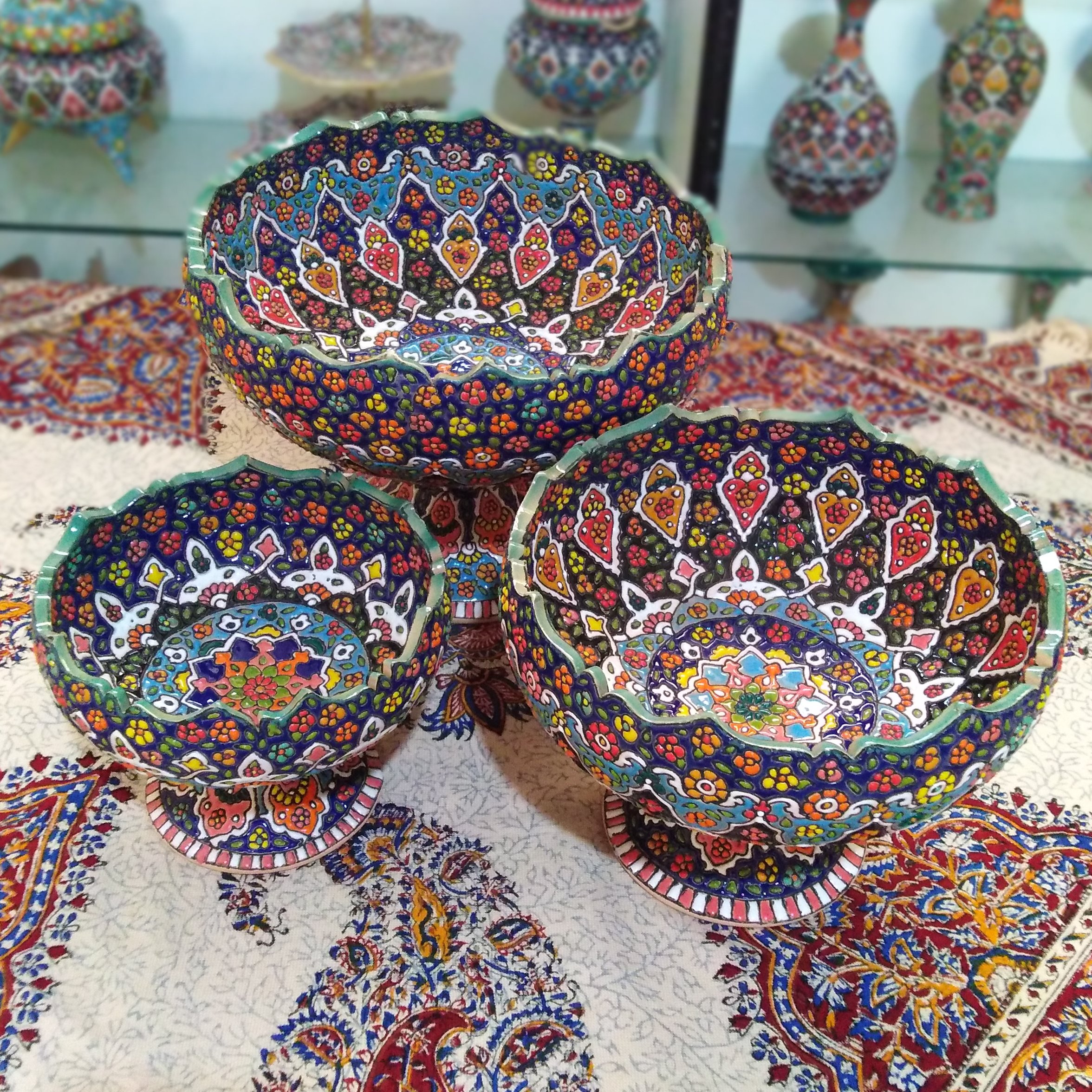 میوه، آجیل و شکلات خوری پایه دار میناکاری