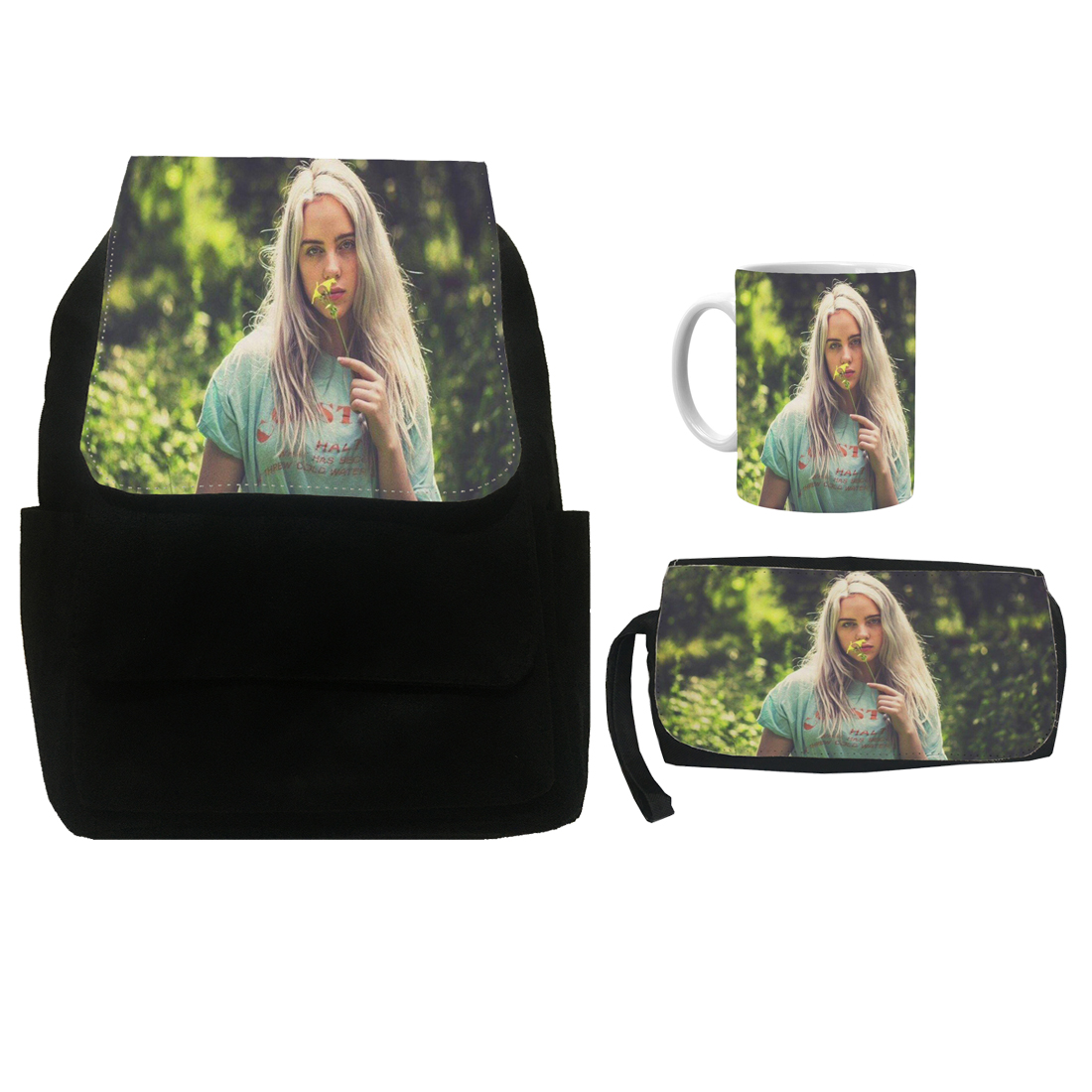 کوله پشتی طرح بیلی ایلیش کد Si8 به همراه جامدادی و ماگ