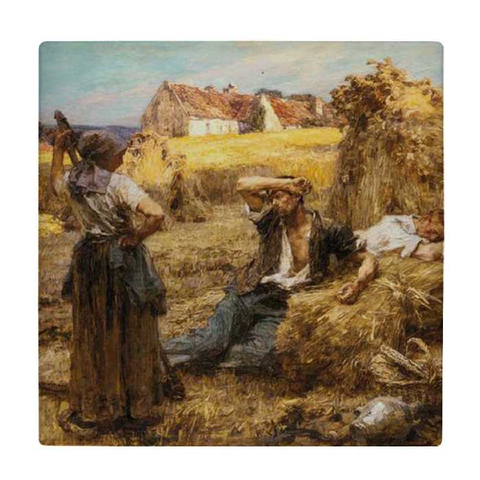 کاشی کارنیلا طرح نقاشی عشاق در گندمزار کد wkk3516