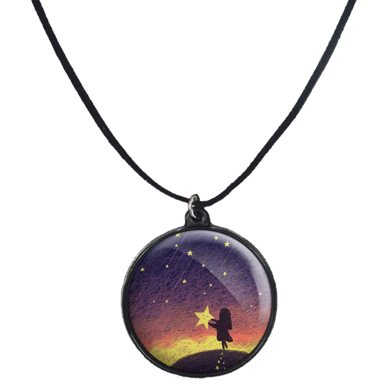 گردنبند پرمانه طرح ستاره و کهکشان کد pmb.25698 مدل دو طرفه