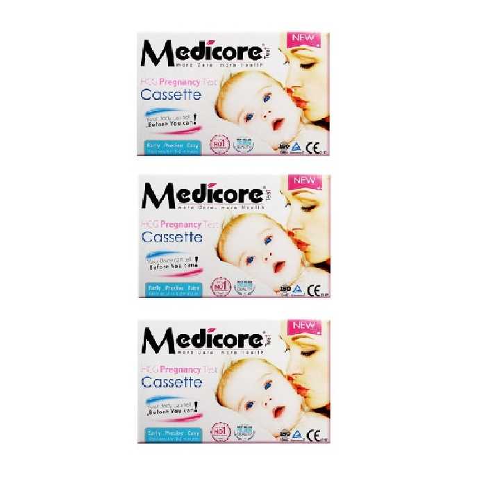 تست بارداری مدیکور مدل Cassette ۹۹.۸٪ بسته 3 عددی