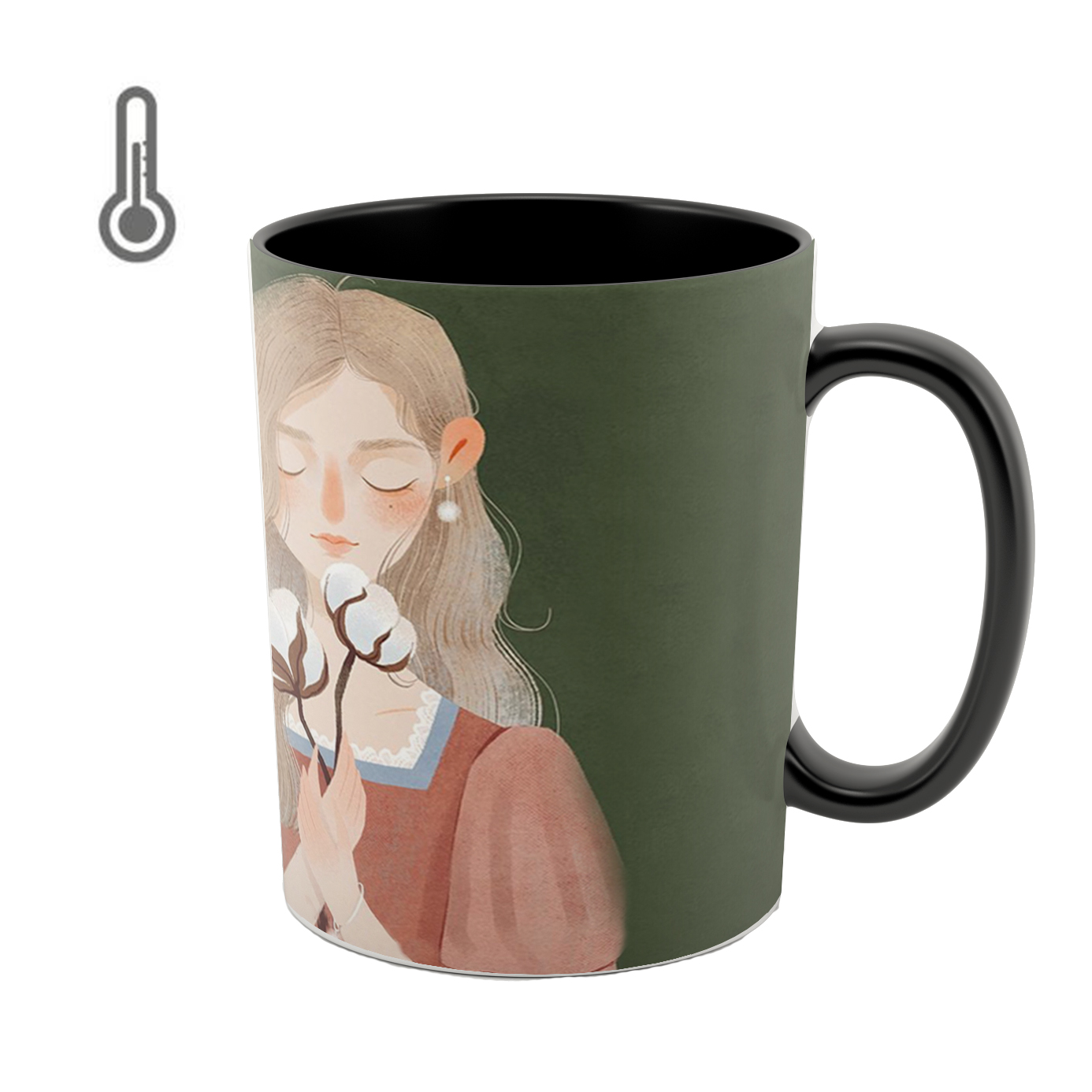 ماگ حرارتی طرح دختر و گل