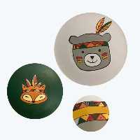 بشقاب دیوارکوب سفالی طرح کودک مجموعه 3 عددی