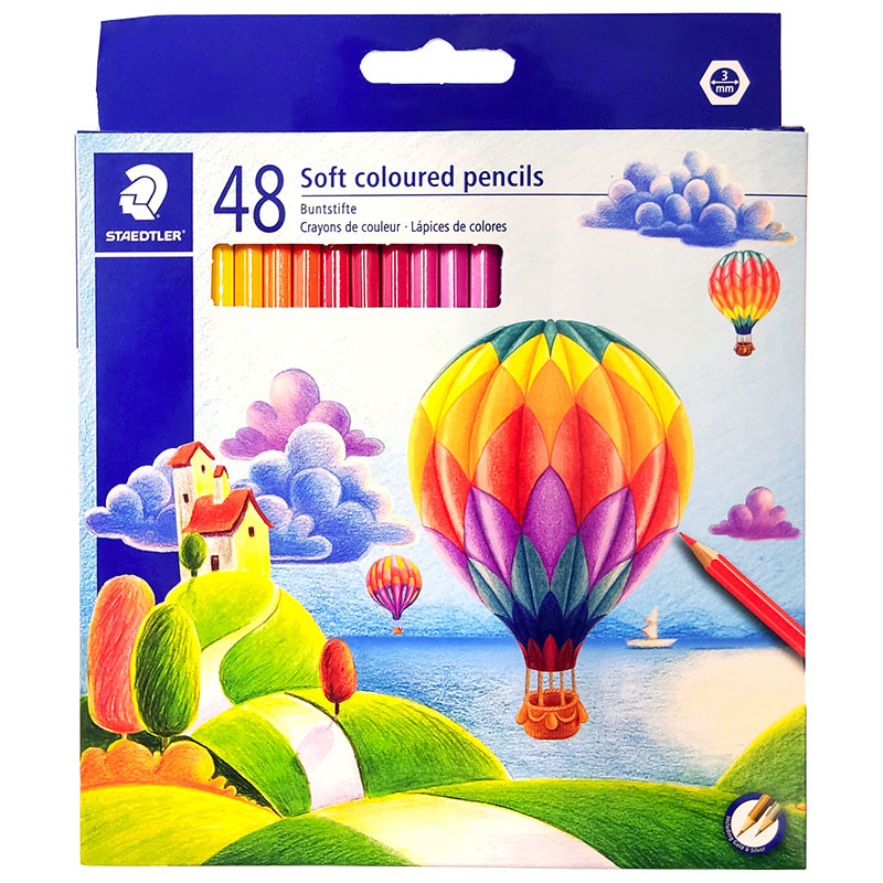 مداد رنگی 48 رنگ استدلر مدل Soft coloured pencils طرح بالنها کد 143C48LJ