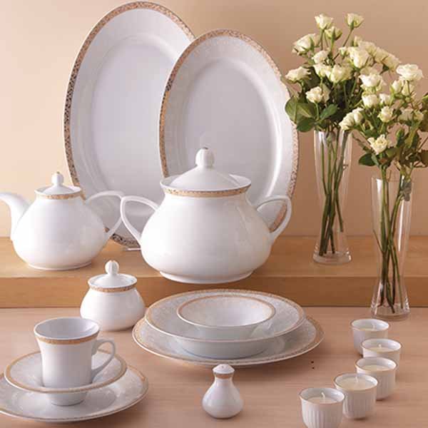 سرویس 12 نفره چینی زرین طرح رومینا طلایی قالب شهرزاد 108 پارچه