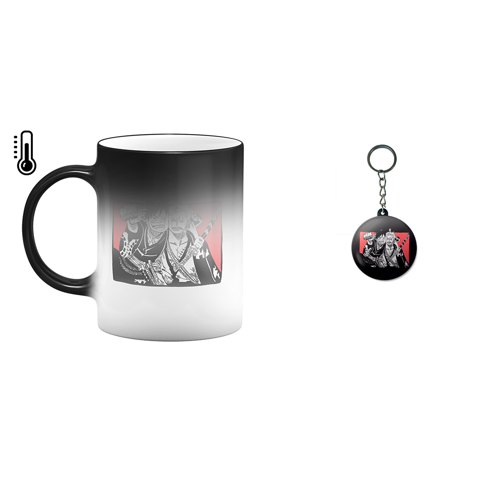 ماگ حرارتی طرح وان پیس به همراه جاکلیدی