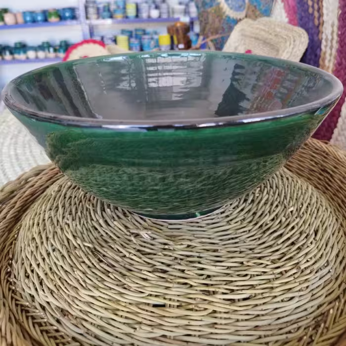 کاسه سفالی لعابدار بزرگ