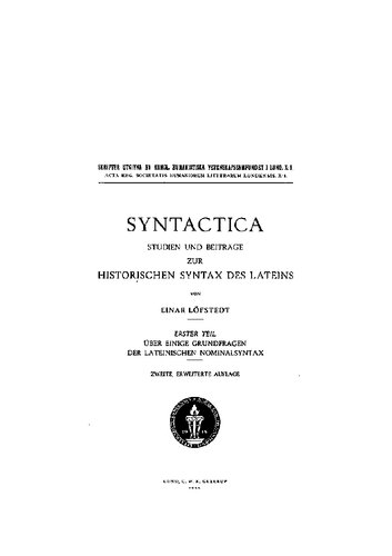 خرید و دانلود نسخه کامل کتاب Syntactica T. 1. Über einige Grundfragen der lateinischen Nominalsyntax