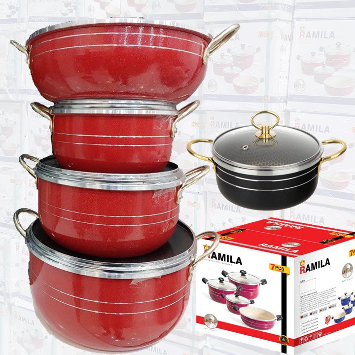 خرید و قیمت سرویس قابلمه دسته طلایی - تولیدی  سرویس قابلمه دسته طلایی -non stick cookware 