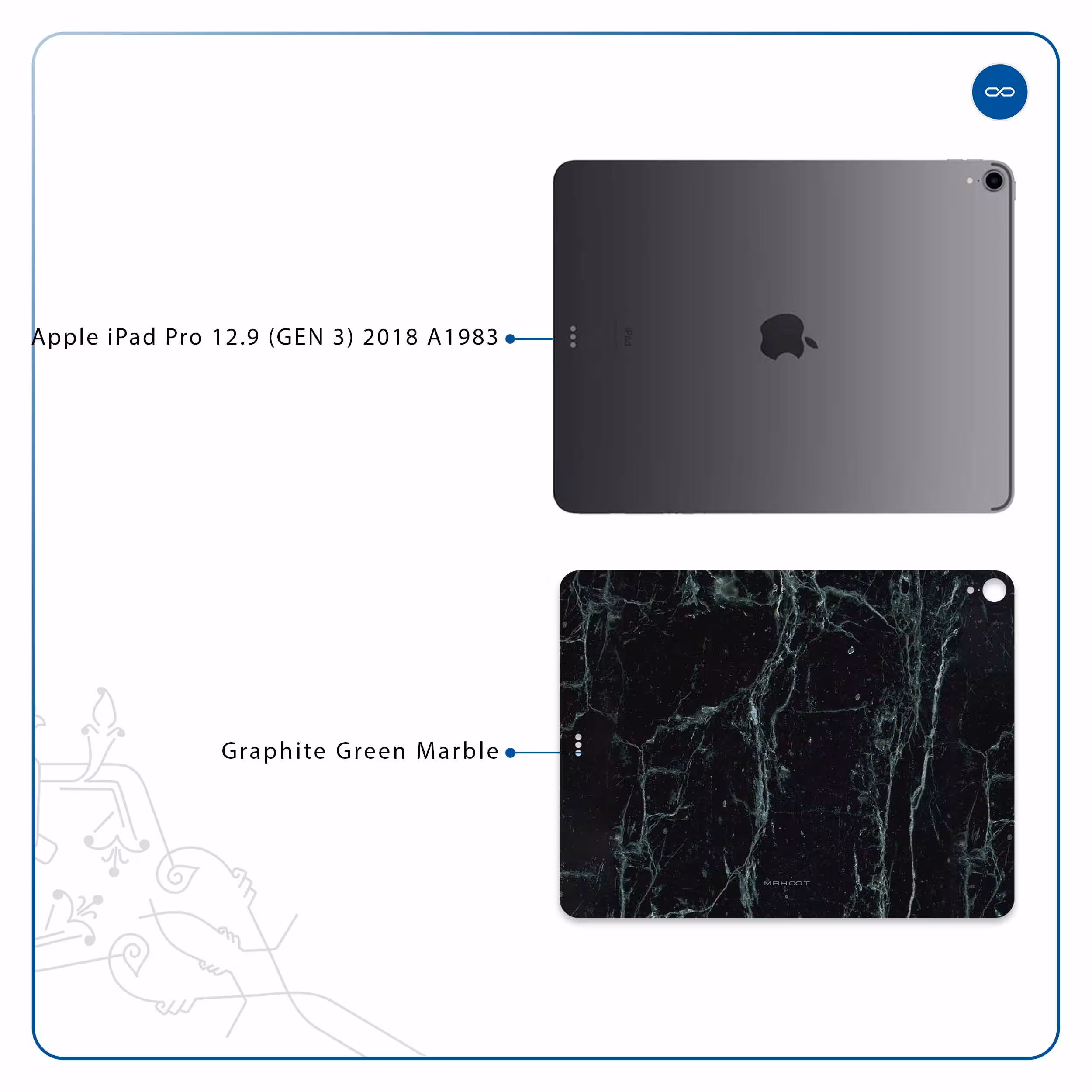 برچسب پوششی ماهوت مدل Graphite-Green-Marble مناسب برای تبلت اپل iPad Pro 12.9 (GEN 3) 2018 A1983