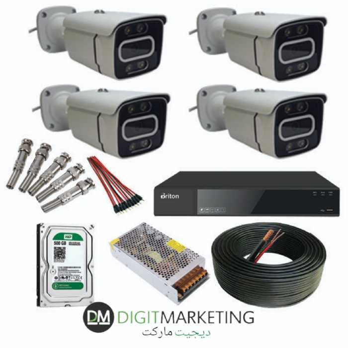 پک دوربین 4 عددی  بولت 2مگاپیکسل AHD دارای دید درشب رنگی (پس کرایه)