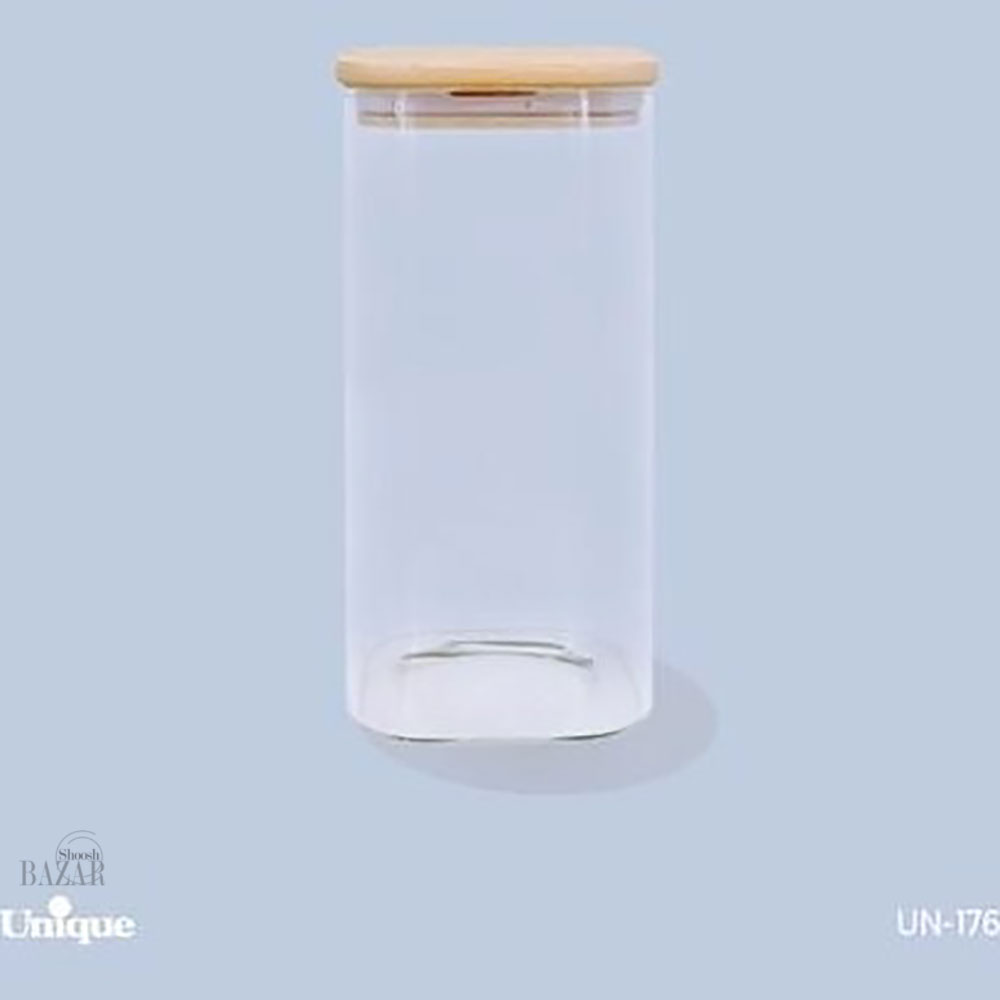 بانکه شیشه ای در چوبی مربع 20 سانت یونیک کد 1760