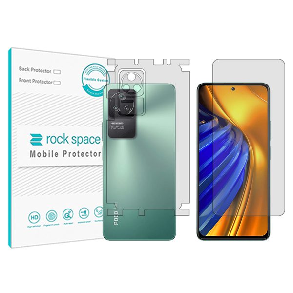 گلس محافظ صفحه نمایش و پشت گوشی شیائومی Poco F4 مدل نانو هیدروژل شفاف برند راک اسپیس کد MS