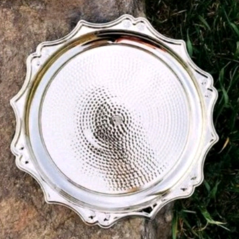 سینی مسی با روکش کروم ،طرح خورشید