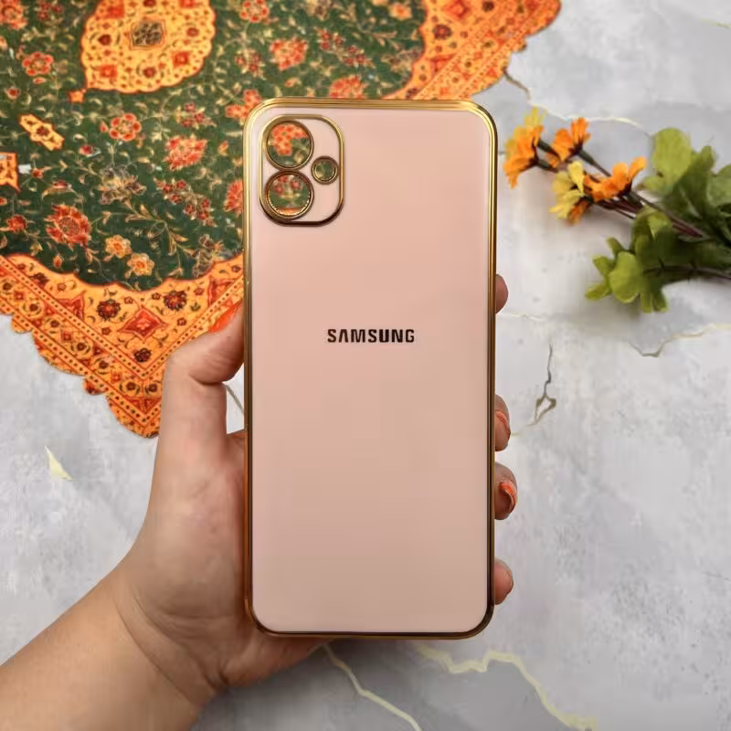 قاب گوشی Galaxy A04E سامسونگ مای کیس  دور طلایی محافظ لنز دار کد 22413