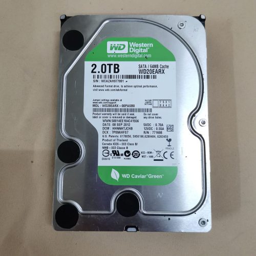 هارد اینترنال 2 ترابایت مدل WD GREEN (استوک-کارکرد 1 سال و 28 روز)