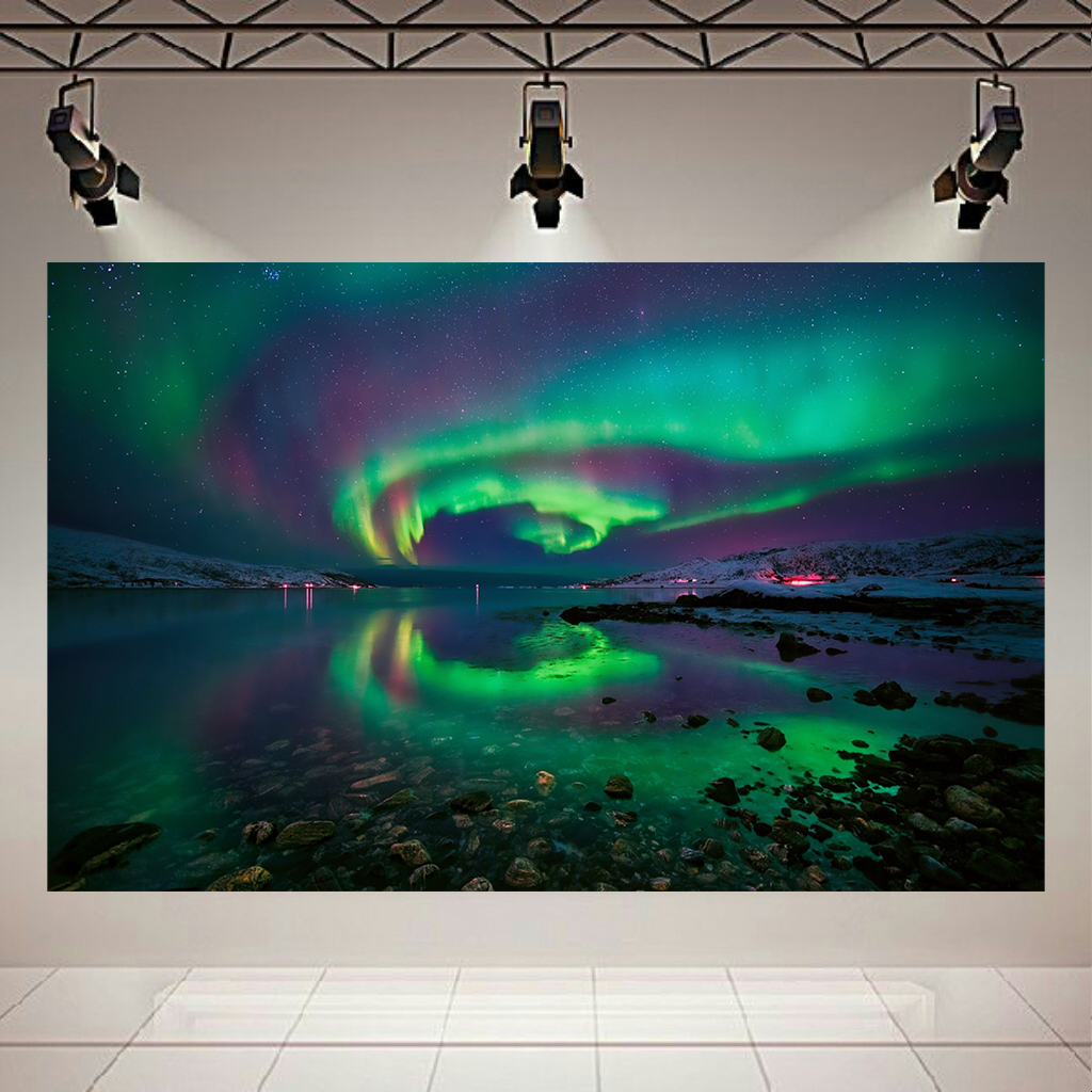 تابلو بوم طرح شفق قطبی مدل آبرنگ کد AR1370