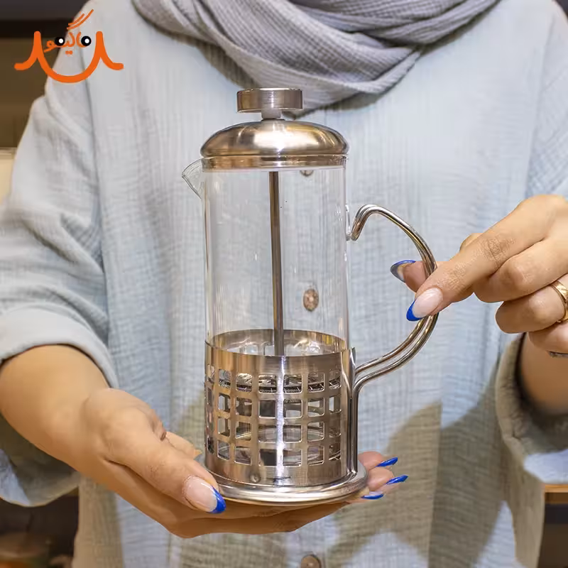 فرنچ پرس استیل چهارخانه حجم 350 میلی لیتر