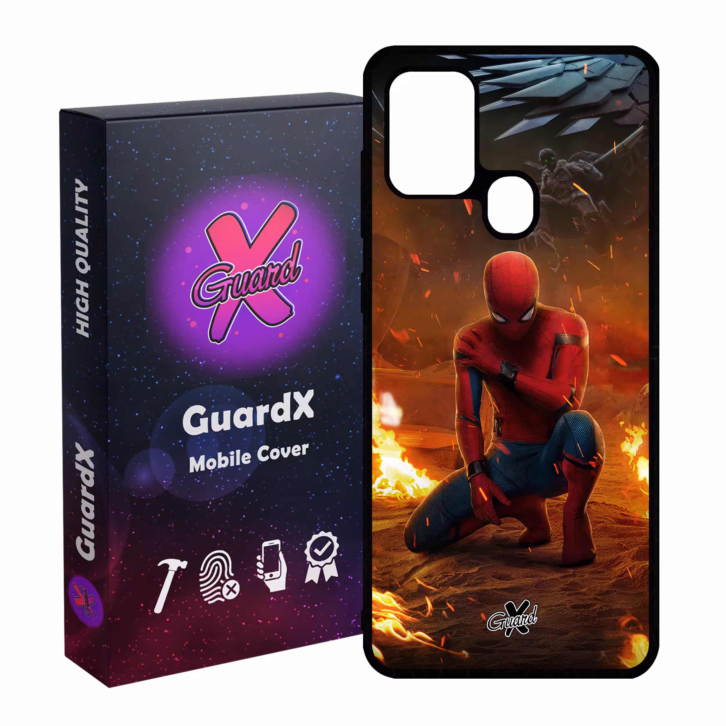 کاور گارد ایکس طرح Spider Man مدل Glass10098 مناسب برای گوشی موبایل سامسونگ Galaxy A21s