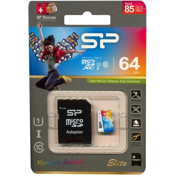 میکرو اس دی سیلیکون پاور 64GB 85MBps Elite Color