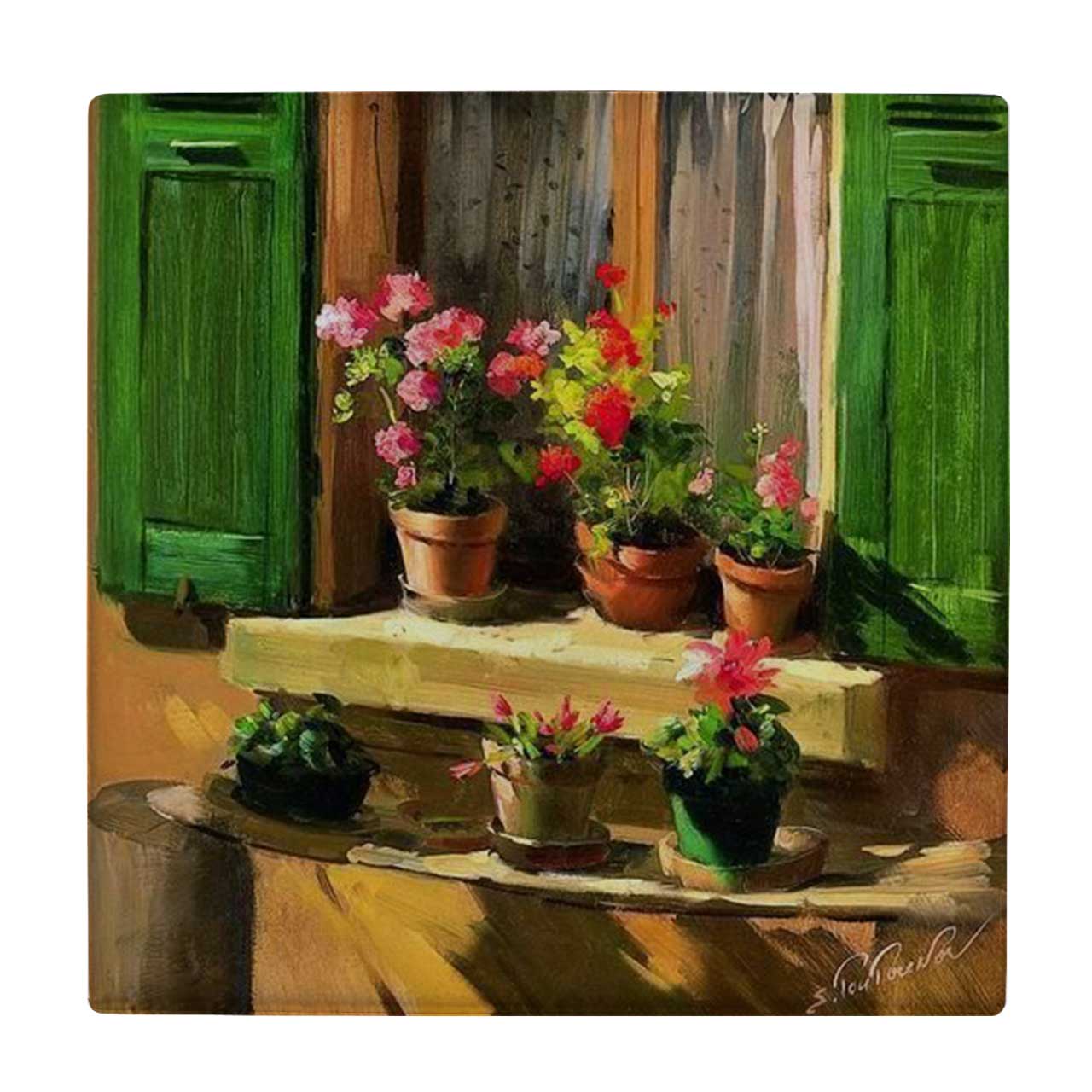 کاشی طرح گلدان های لب پنجره کد wk647