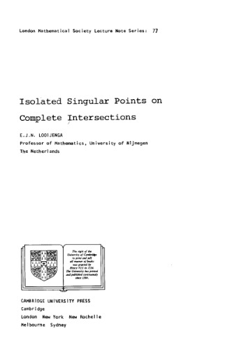 خرید و دانلود نسخه کامل کتاب Isolated singular points on complete intersections