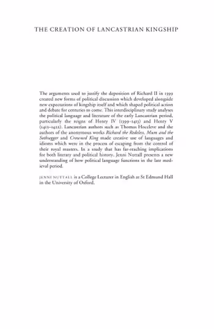 خرید و دانلود نسخه کامل کتاب The Creation of Lancastrian Kingship: Literature, Language and Politics in Late Medieval England