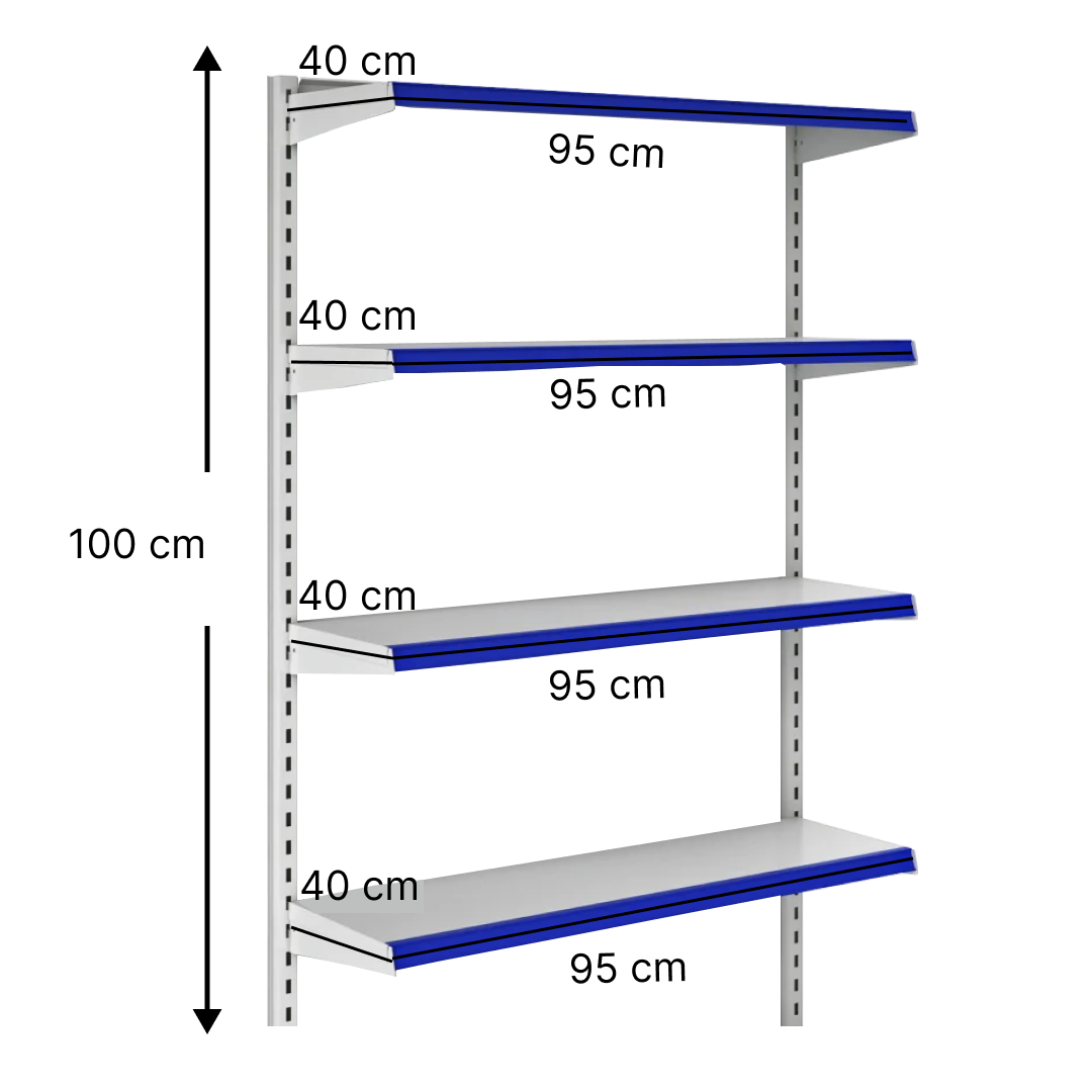 خرید و قیمت قفسه هایپری دیواری 4 طبقه 40x95 ارتفاع 100 - قفسه‌بندی وکیلی