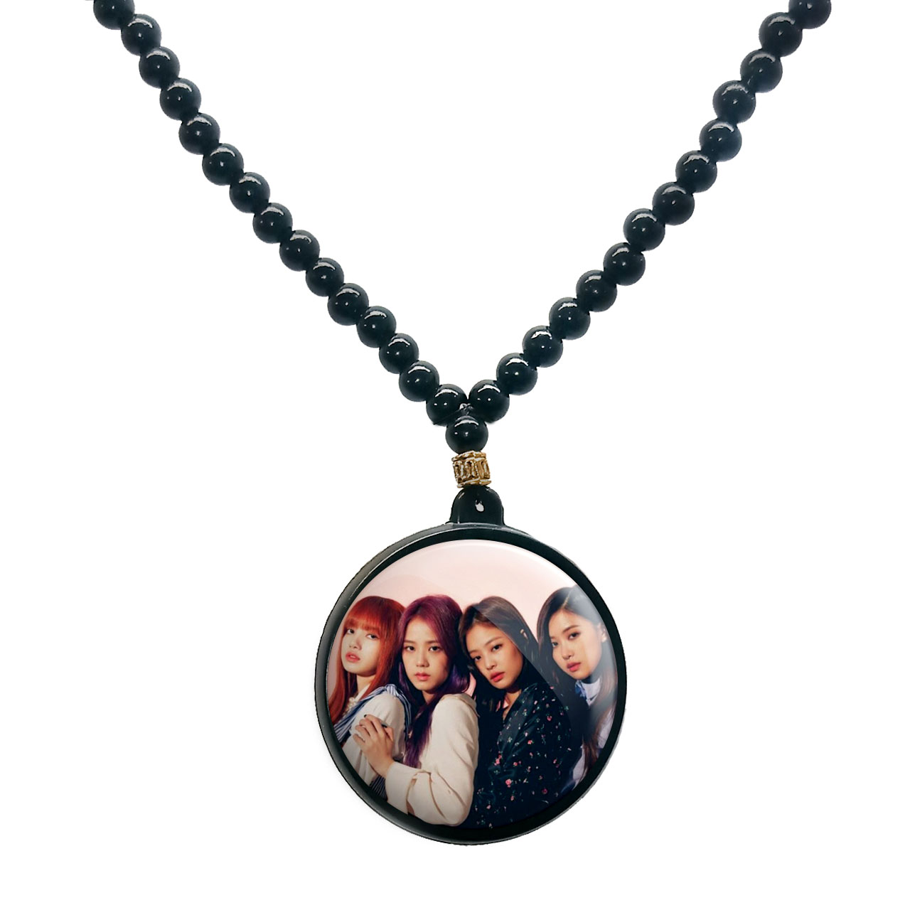 گردنبند پرمانه طرح بلک پینک کد pmd.17802 مدل دو طرفه