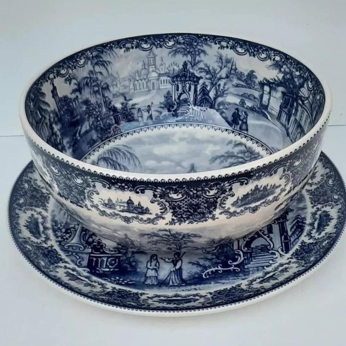 کاسه بشقاب آبی قطر کاسه 25 وبشقاب30مارک fnمخصوص میوه و آجیل