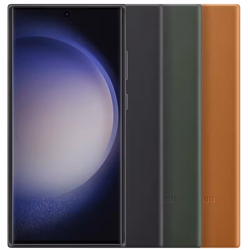 بک کاور چرمی مدل Vegan برای Samsung Galaxy S23 Ultra مگ سیف دار