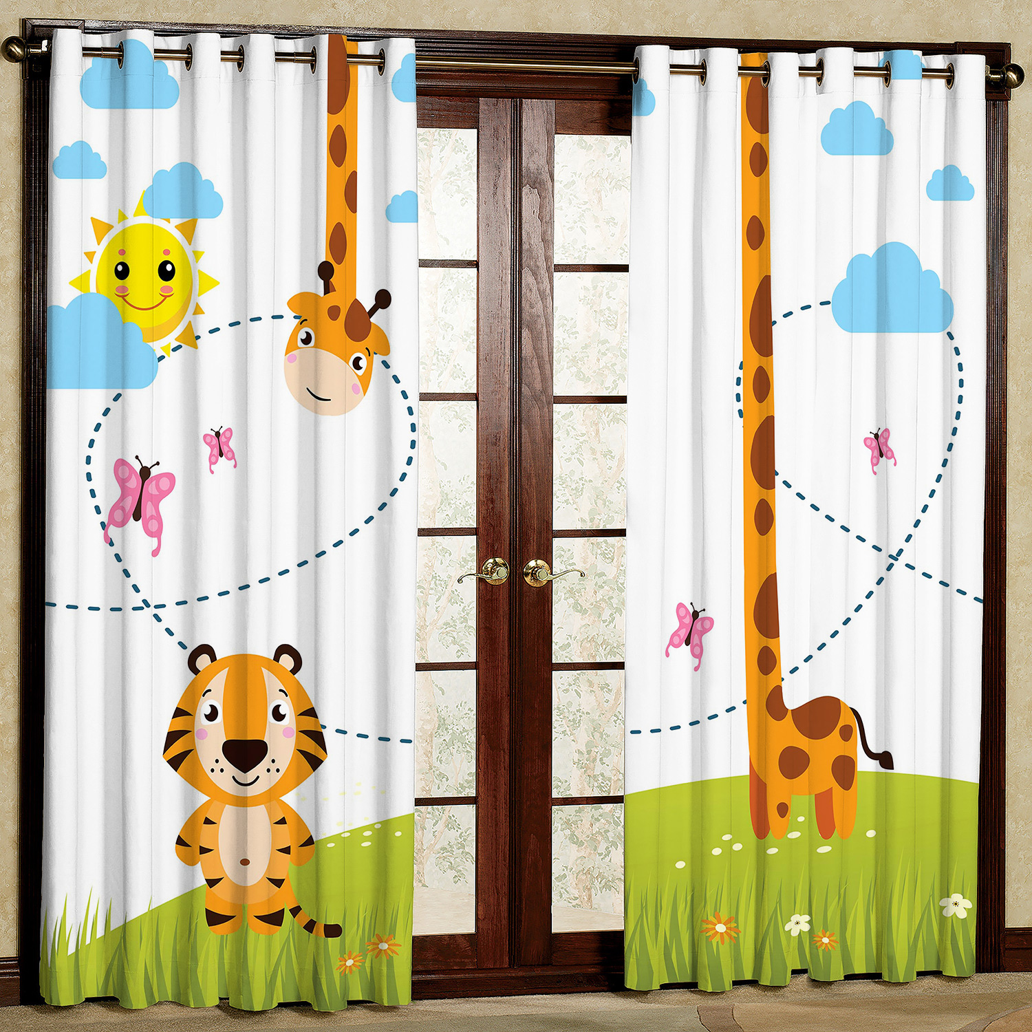 پرده مدل شیر و زرافه کد 1184 سایز 200x140 سانتی متر