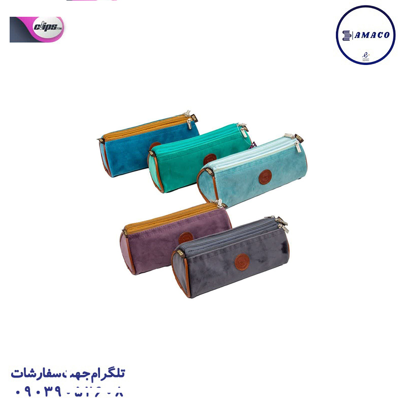 جامدادی  مثلثی 3 زیپ مخمل 1015 کلیپس