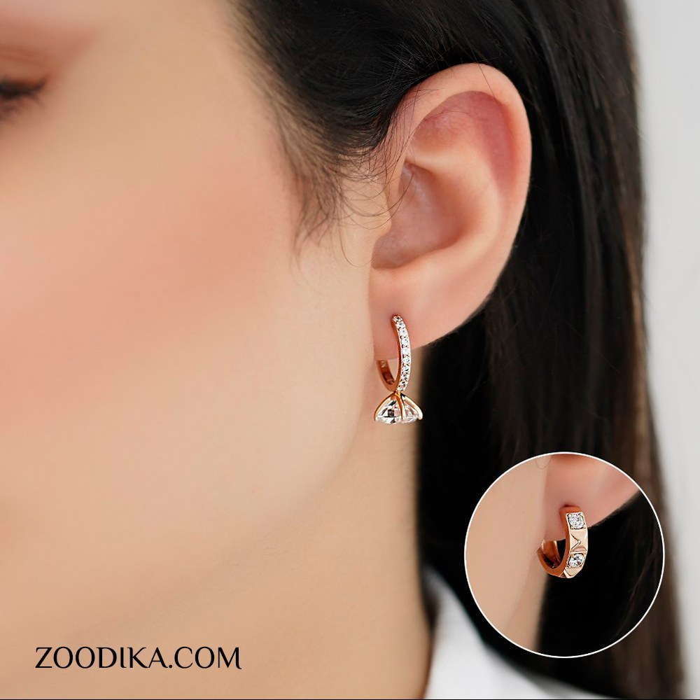 گوشواره ژوپینگ طرح طلا رنگ ثابت ضد حساسیت کد AAC-480