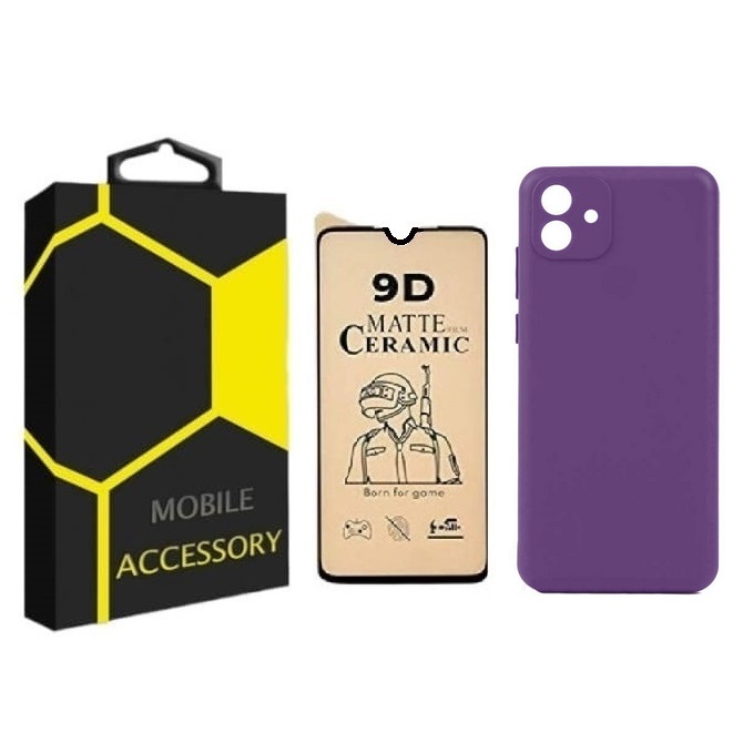 کاور مدل silicon مناسب برای گوشی موبایل سامسونگ Galaxy A04 به همراه محافظ صفحه نمایش