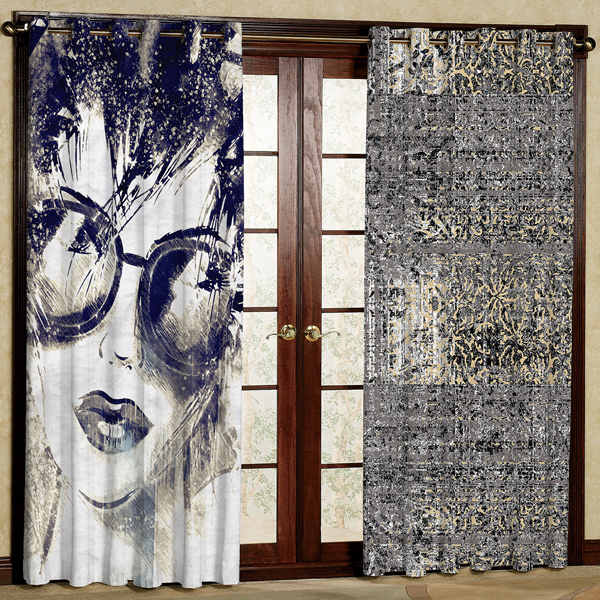 پرده مخمل پانچی کد 6497 سایز 280x140 سانتی متر