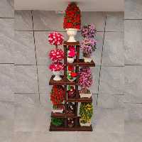 استند گلدان پازل شش طبقه رنگ قهوه ای