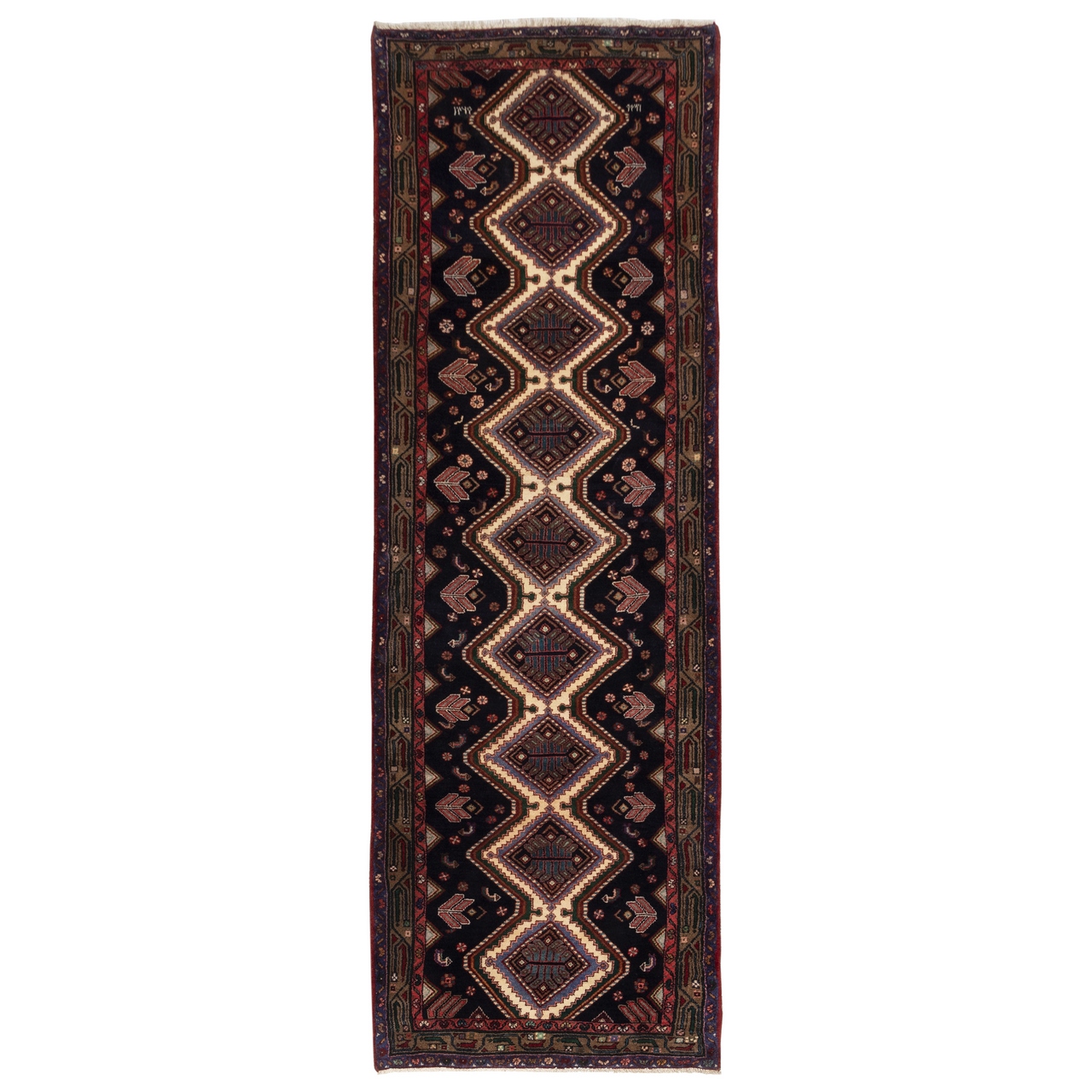 فرش قدیمی دستباف کناره طول سه متر سی پرشیا کد 187449