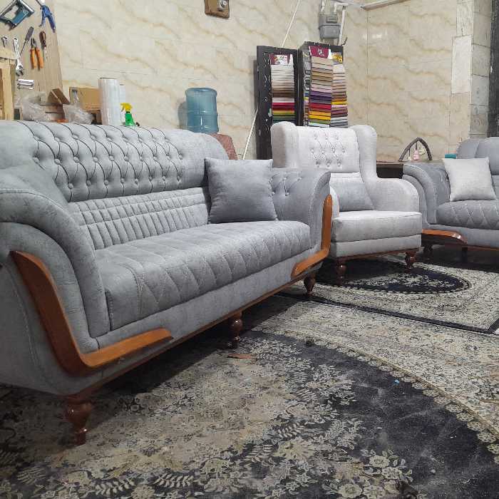 مبلمان ست هفت نفره مدل مارشال باتیس با کلاف چوب روسی بسیار شیک و مقاوم 