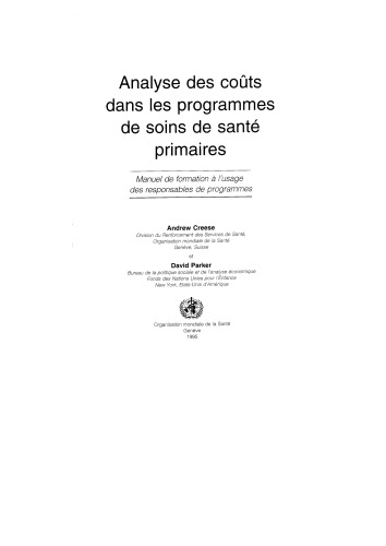 خرید و دانلود نسخه کامل کتاب Analyse des coûts dans les programmes de soins de santé primaires : manuel de formation à l'usage des responsables de programmes