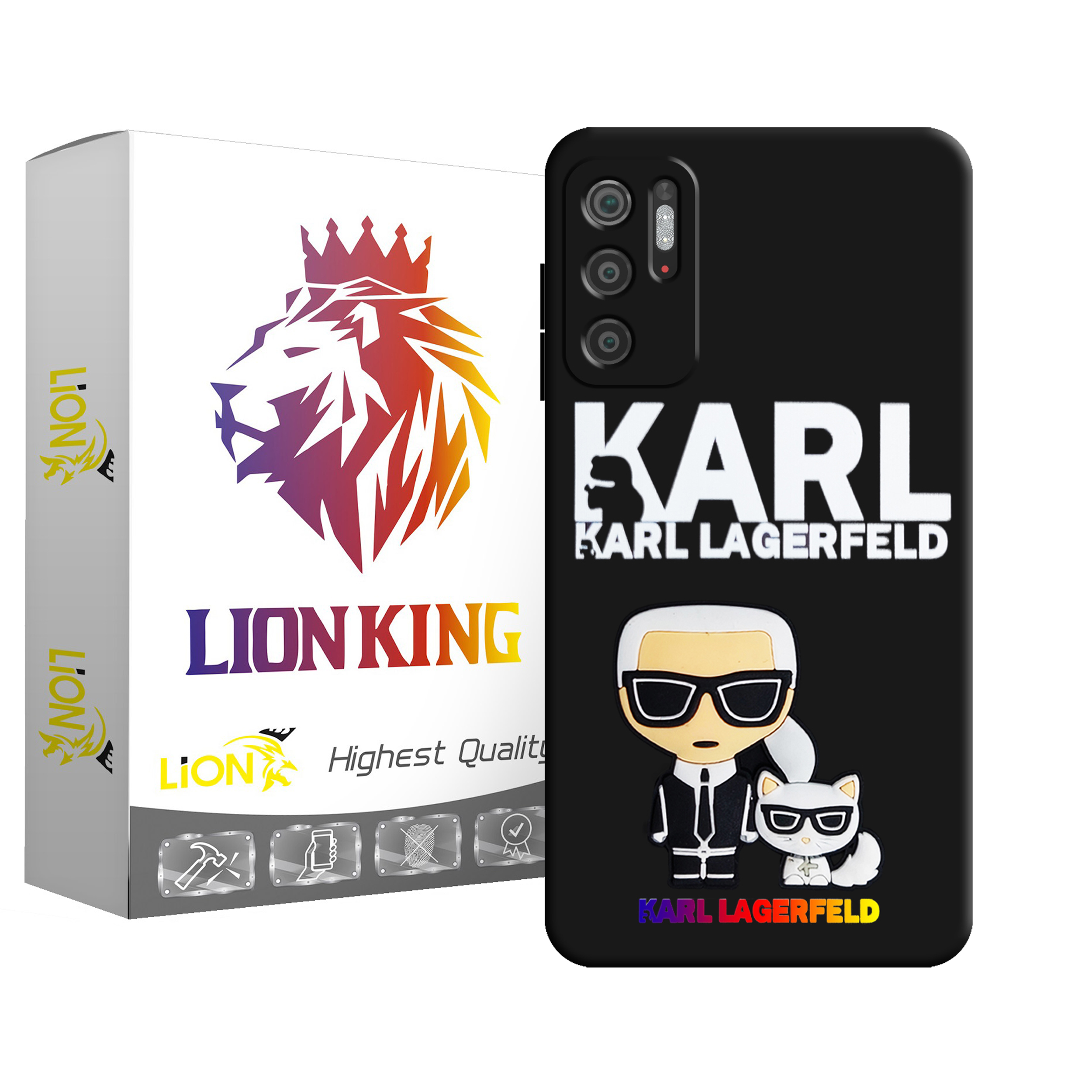 کاور لاین کینگ مدل مرد وگربه 3D مناسب برای گوشی موبایل  شیائومی Poco M3 Pro