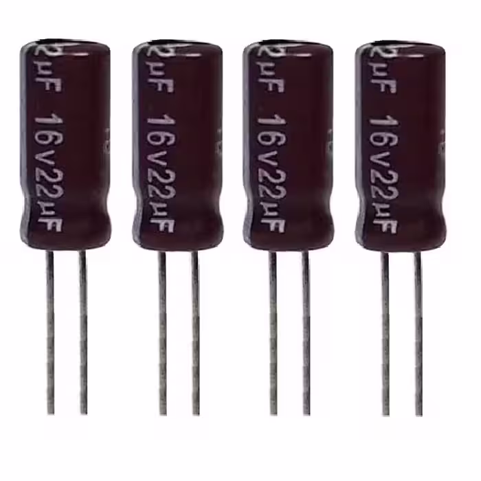 خازن الکترولیت 22 میکروفاراد 16ولت آکسبوم مدل TEC-2216 بسته 4 عددی 