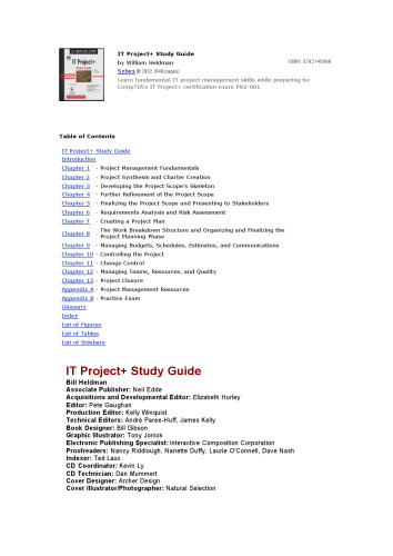 خرید و دانلود نسخه کامل کتاب IT Project study guide
