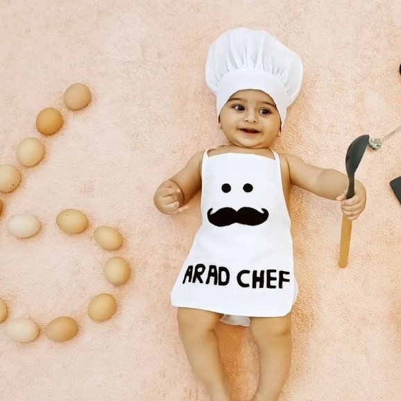 پیشبند کودک با کلاه ست  باکیفیت عالی و پارچه تترون نخ خارجی تا یکسال  