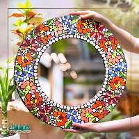 قاب ایینه گرد کاشی شکسته