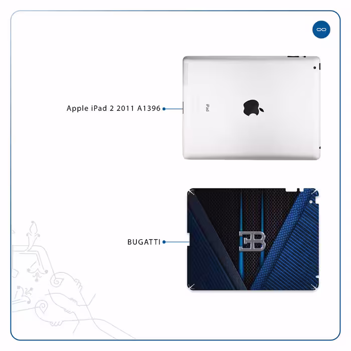 برچسب پوششی ماهوت مدل BUGATTI مناسب برای تبلت اپل iPad 2 2011 A1396