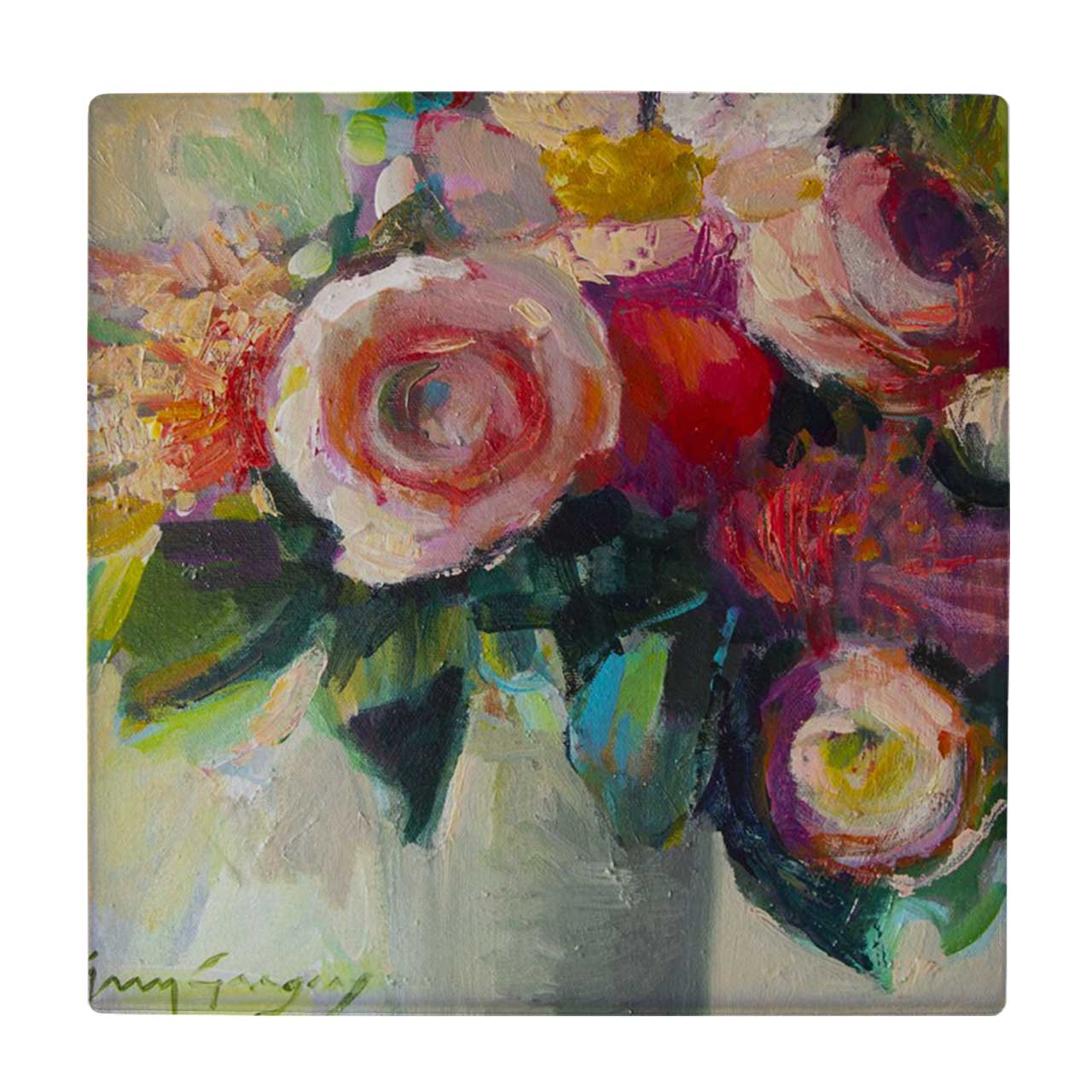 کاشی کارنیلا طرح نقاشی گلدان گل کد wkk1933