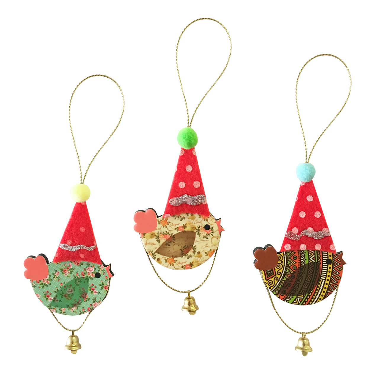 آویز تزیینی مدل جوجه کد K3 مجموعه 3 عددی